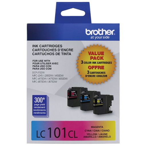 Brother LC1013PKS Cyan, Yellow, Magenta Ink Cartridges (3 pack) (900 Yield)
