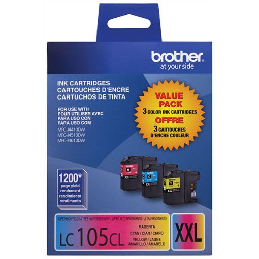 Brother LC1053PKS Extra High Yield Cyan, Yellow, Magenta Ink Cartridges (3 pack) (1200 Yield)