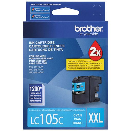 Brother LC105C Extra High Yield Cyan Ink Cartridge (1200 Yield)