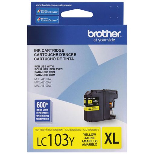 Brother LC103Y High Yield Yellow InkJet Ink (600 Yield)