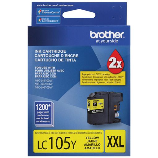 Brother LC105Y Extra High Yield Yellow Ink Cartridge (1200 Yield)