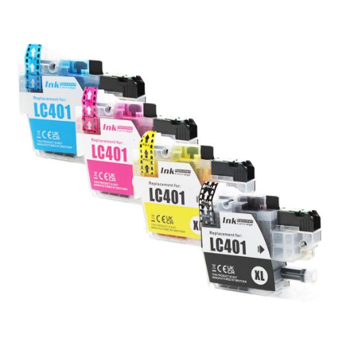 Picture of Compatible LC401XLBK, LC401XLC, LC401XLM, LC401XLY High Yield Black, Cyan, Magenta, Yellow Ink Cartridges (4 pack) (4 x 500)