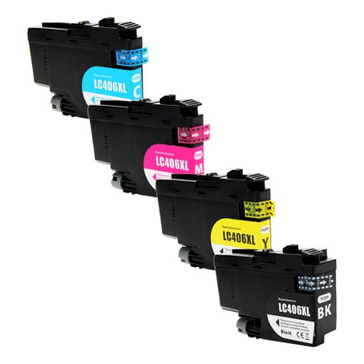 Picture of Compatible Brother LC406XL (LC406XL BK, C, M, Y) Inkjet Color Combo, Black, Cyan, Magenta, Yellow, 6000/5000 High Yield, 4 Cartridge Pack (1K/1C/1M/1Y)